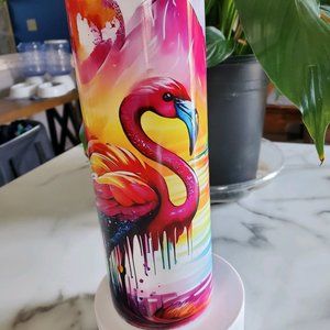 Flamingo Paint Drip 30oz Tumbler with duo lids 🎉sale
